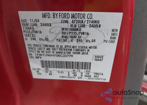 2005 Ford Escape Hybrid из США, поврежденный, VIN 1FMYU96H75KC23779